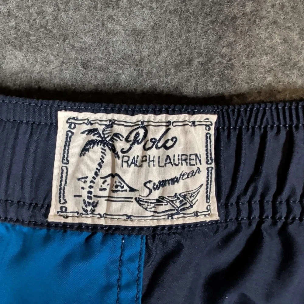 Polo Ralph Lauren Swim Trunks Boys L 14-16 Multi Colorblock Striped Big Pony 3